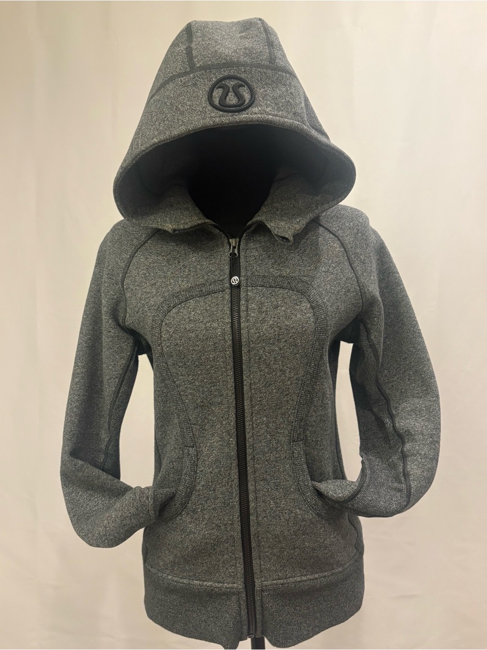 lululemon athletica Women's Heather Gray Hooded Zip Bomber Jacket